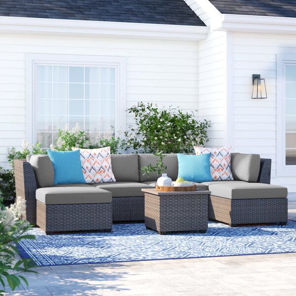 Lark Manor Anastase 6 Person Outdoor Seating Group with Cushions